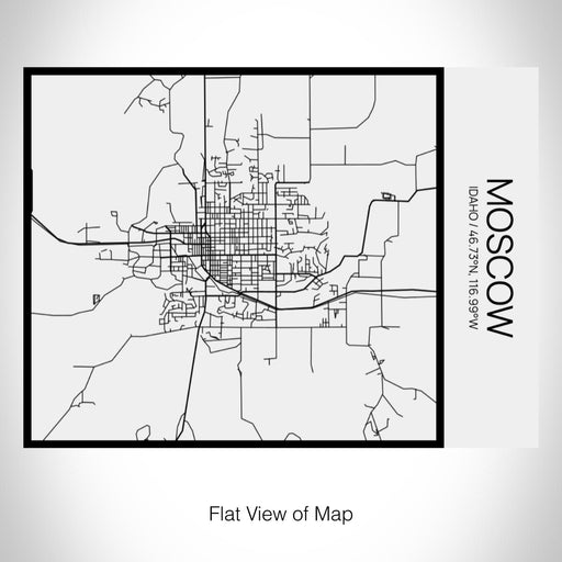 Rendered View of Moscow Idaho Map on 20oz Stainless Steel Insulated Bottle with Bamboo Top in Matte White with printed Tactile Lines Map in Black