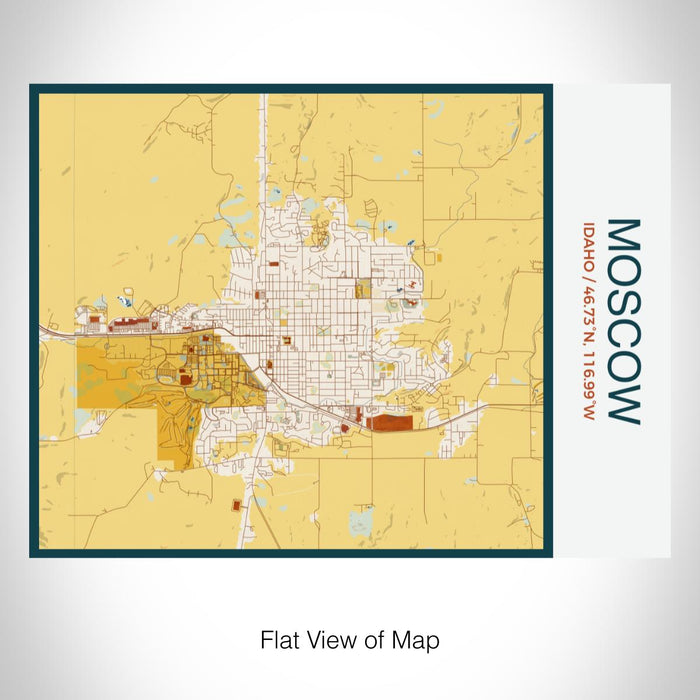 Rendered View of Moscow Idaho Map on 20oz Stainless Steel Insulated Bottle with Bamboo Top with printed woodblock style map