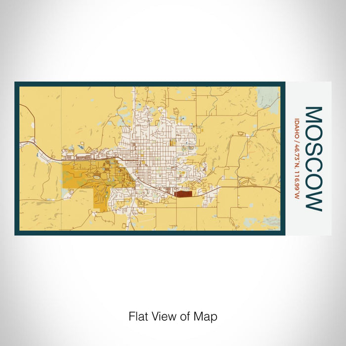Rendered View of Moscow Idaho Map on 17oz Stainless Steel Insulated Bottle with printed woodblock style map