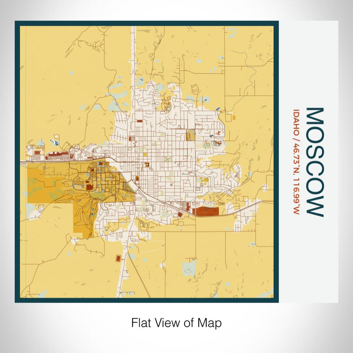Rendered View of Moscow Idaho Map on 17oz Stainless Steel Insulated Tumbler in Woodblock Map Style