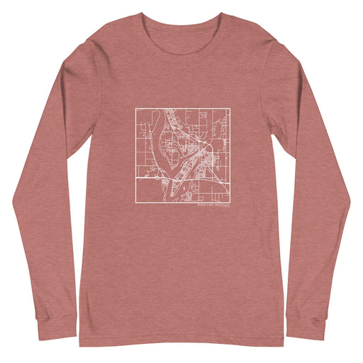 Moses Lake Washington  Map Unisex Long-Sleeve T-shirt with City inscription in Heather Mauve