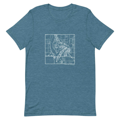 Moses Lake Washington  Map Unisex T-Shirt with City inscription in Heather Teal