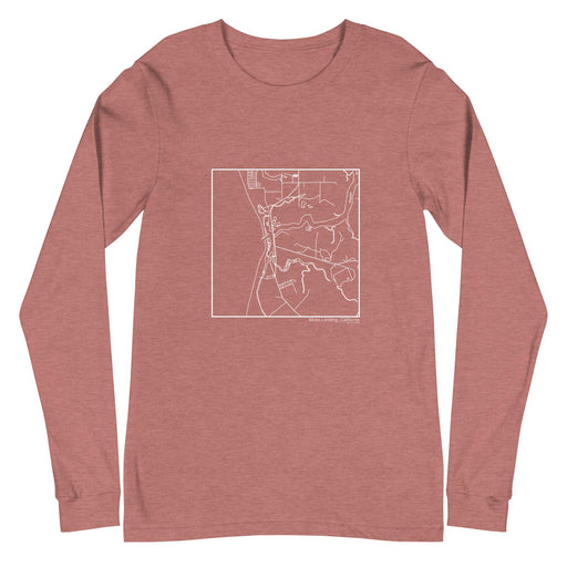 Moss Landing California  Map Unisex Long-Sleeve T-shirt with City inscription in Heather Mauve