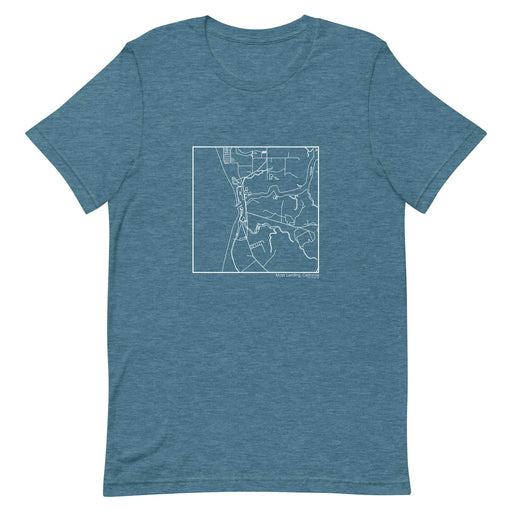 Moss Landing California  Map Unisex T-Shirt with City inscription in Heather Teal