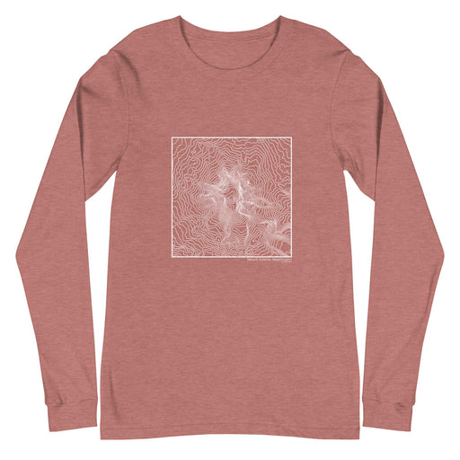Mount Adams Washington Topographic  Map Unisex Long-Sleeve T-shirt with City inscription in Heather Mauve