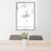 24x36 Mount Bachelor Oregon Map Print Portrait Orientation in Classic Style Behind 2 Chairs Table and Potted Plant