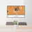 24x36 Mount Bachelor Oregon Map Print Lanscape Orientation in Ember Style Behind 2 Chairs Table and Potted Plant