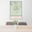 24x36 Mount Bachelor Oregon Map Print Portrait Orientation in Woodblock Style Behind 2 Chairs Table and Potted Plant
