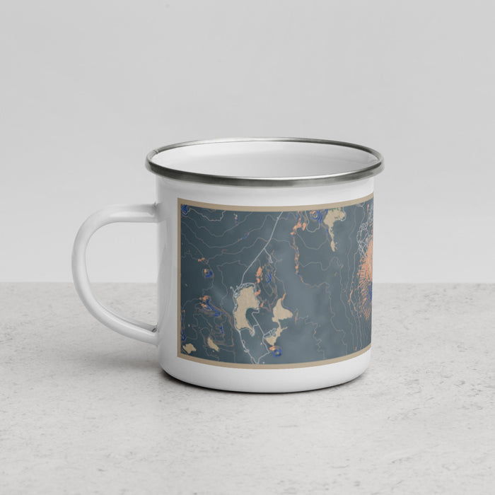 Left View Custom Mount Bachelor Oregon Map Enamel Mug in Afternoon