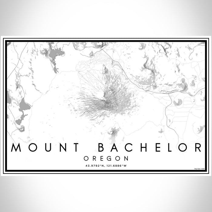 Mount Bachelor Oregon Map Print Landscape Orientation in Classic Style With Shaded Background