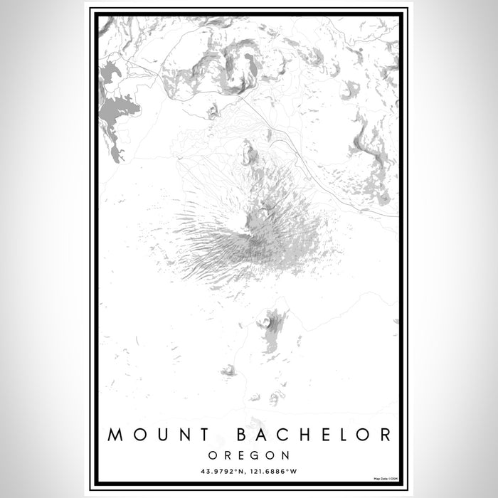 Mount Bachelor Oregon Map Print Portrait Orientation in Classic Style With Shaded Background