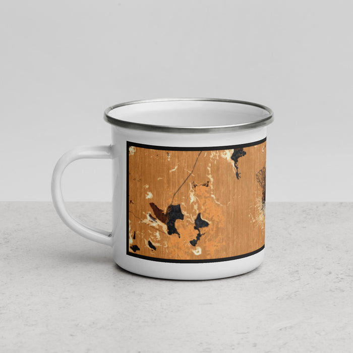 Left View Custom Mount Bachelor Oregon Map Enamel Mug in Ember