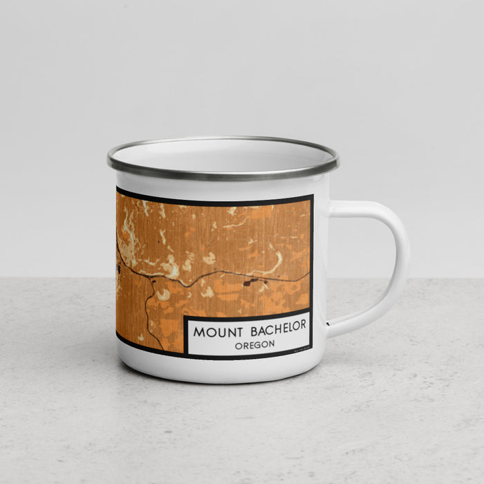 Right View Custom Mount Bachelor Oregon Map Enamel Mug in Ember