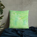 Custom Mount Bachelor Oregon Map Throw Pillow in Watercolor on Bedding Against Wall
