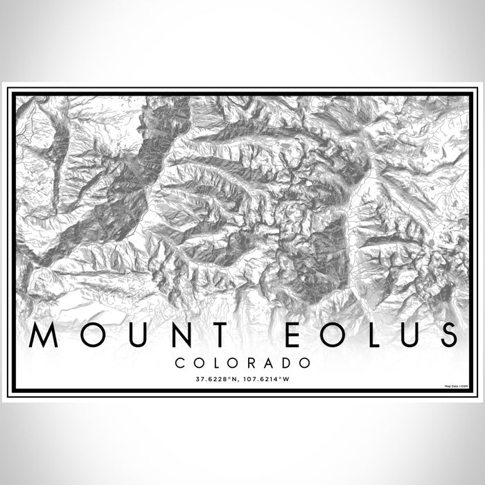 Mount Eolus Colorado Map Print Landscape Orientation in Classic Style With Shaded Background