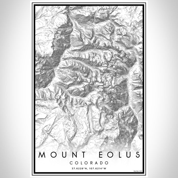 Mount Eolus Colorado Map Print Portrait Orientation in Classic Style With Shaded Background