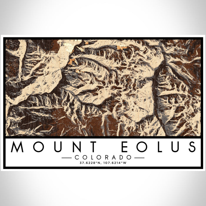 Mount Eolus Colorado Map Print Landscape Orientation in Ember Style With Shaded Background