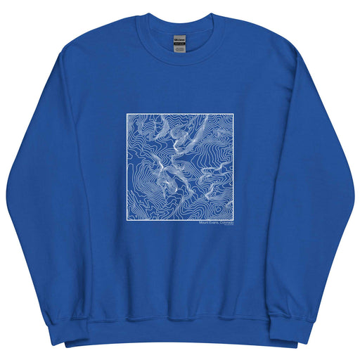Mount Evans Colorado Topographic  Map Unisex Crewneck Sweater with City inscription in Royal Blue