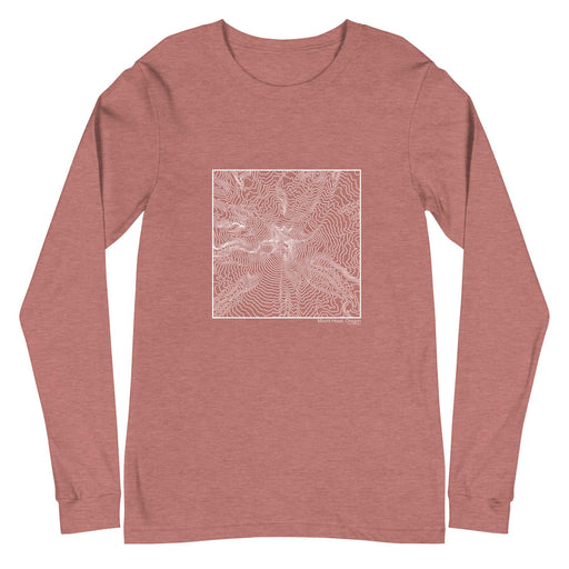 Mount Hood Oregon Topographic  Map Unisex Long-Sleeve T-shirt with City inscription in Heather Mauve