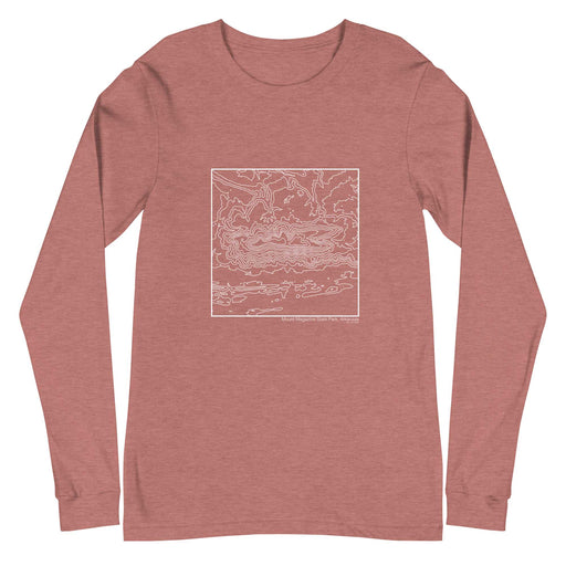 Mount Magazine State Park Arkansas Topographic  Map Unisex Long-Sleeve T-shirt with City inscription in Heather Mauve