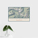 16x24 Mount Mystery Washington Map Print Landscape Orientation in Woodblock Style With Tropical Plant Leaves in Water