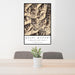 24x36 Mount Mystery Washington Map Print Portrait Orientation in Ember Style Behind 2 Chairs Table and Potted Plant