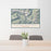24x36 Mount Mystery Washington Map Print Lanscape Orientation in Woodblock Style Behind 2 Chairs Table and Potted Plant