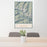 24x36 Mount Mystery Washington Map Print Portrait Orientation in Woodblock Style Behind 2 Chairs Table and Potted Plant