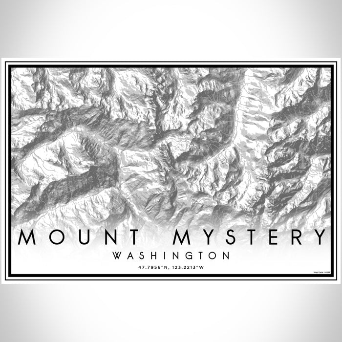 Mount Mystery Washington Map Print Landscape Orientation in Classic Style With Shaded Background