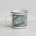 Left View Custom Mount Mystery Washington Map Enamel Mug in Woodblock