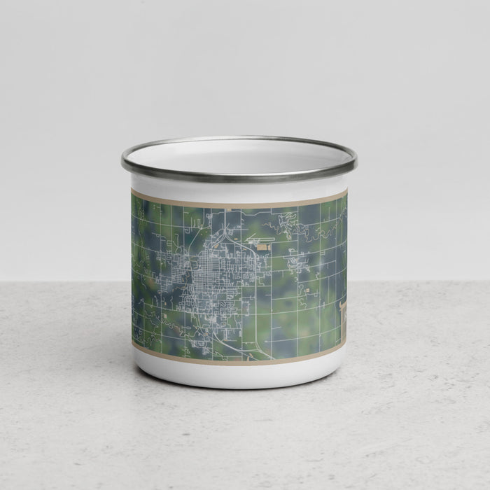 Front View Custom Mount Pleasant Michigan Map Enamel Mug in Afternoon