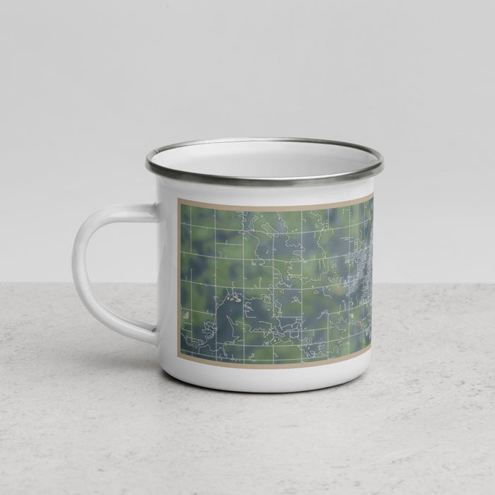 Left View Custom Mount Pleasant Michigan Map Enamel Mug in Afternoon