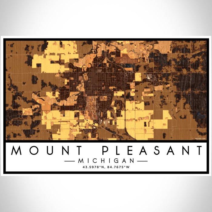 Mount Pleasant Michigan Map Print Landscape Orientation in Ember Style With Shaded Background