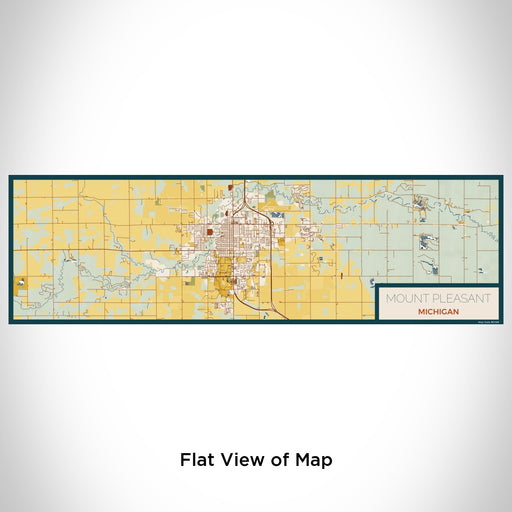 Flat View of Map Custom Mount Pleasant Michigan Map Enamel Mug in Woodblock