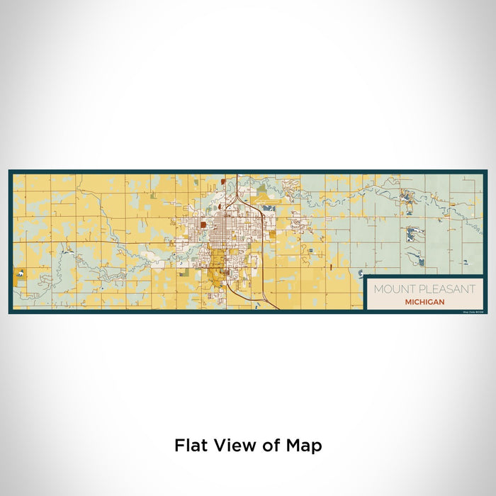 Flat View of Map Custom Mount Pleasant Michigan Map Enamel Mug in Woodblock