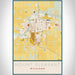 Mount Pleasant Michigan Map Print Portrait Orientation in Woodblock Style With Shaded Background