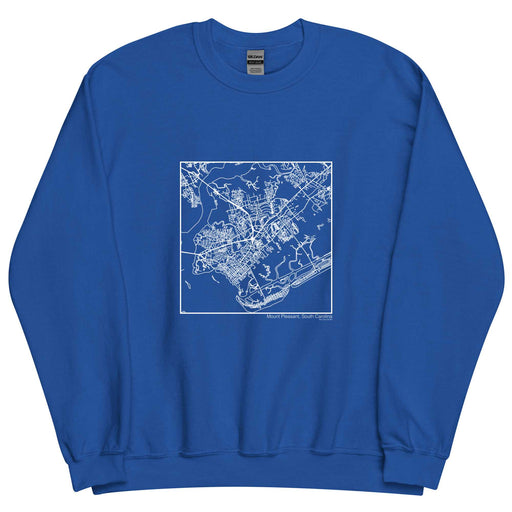 Mount Pleasant South Carolina  Map Unisex Crewneck Sweater with City inscription in Royal Blue