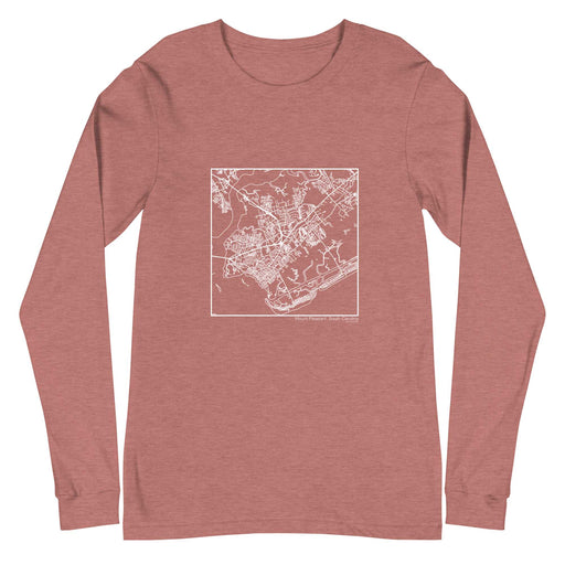 Mount Pleasant South Carolina  Map Unisex Long-Sleeve T-shirt with City inscription in Heather Mauve