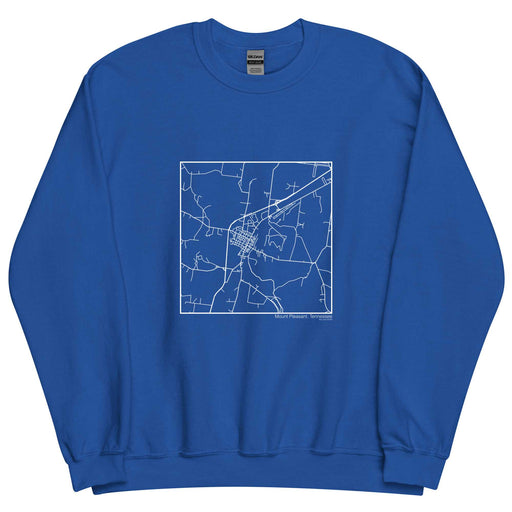 Mount Pleasant Tennessee  Map Unisex Crewneck Sweater with City inscription in Royal Blue
