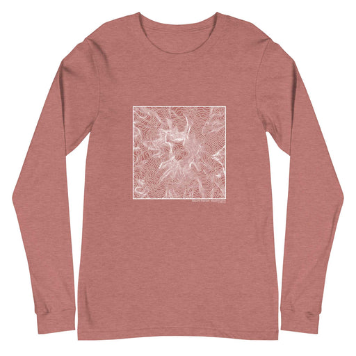 Mount Rainier Washington Topographic  Map Unisex Long-Sleeve T-shirt with City inscription in Heather Mauve