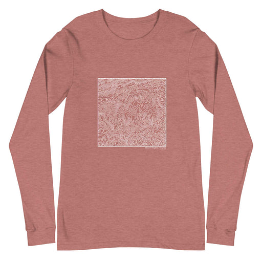 Mount Rogers Virginia Topographic  Map Unisex Long-Sleeve T-shirt with City inscription in Heather Mauve