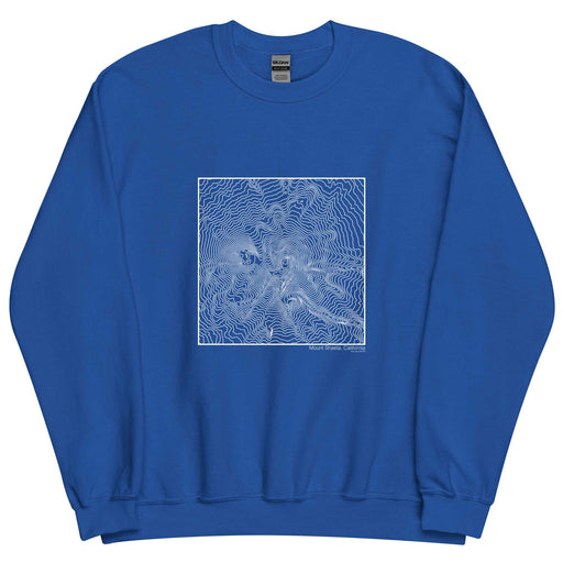 Mount Shasta California Topographic  Map Unisex Crewneck Sweater with City inscription in Royal Blue