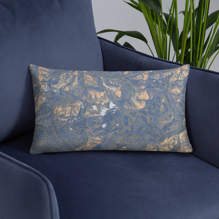 Custom Mount Shuksan Washington Map Throw Pillow in Afternoon on Blue Colored Chair