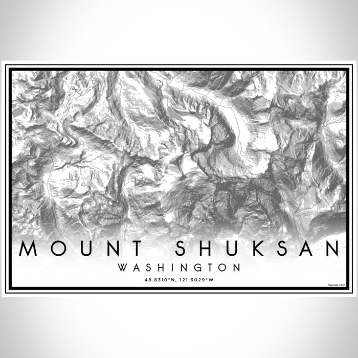 Mount Shuksan Washington Map Print Landscape Orientation in Classic Style With Shaded Background