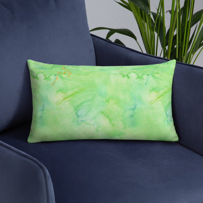 Custom Mount Shuksan Washington Map Throw Pillow in Watercolor on Blue Colored Chair