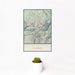 12x18 Mount Sneffels Colorado Map Print Portrait Orientation in Woodblock Style With Small Cactus Plant in White Planter
