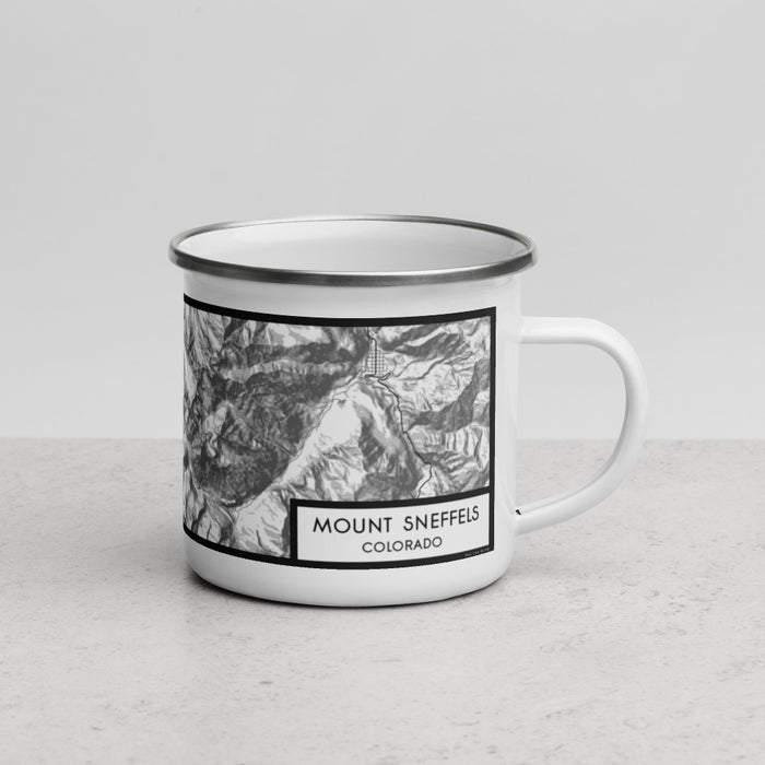 Right View Custom Mount Sneffels Colorado Map Enamel Mug in Classic