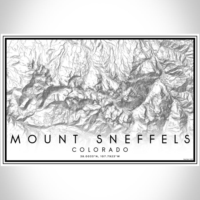 Mount Sneffels Colorado Map Print Landscape Orientation in Classic Style With Shaded Background