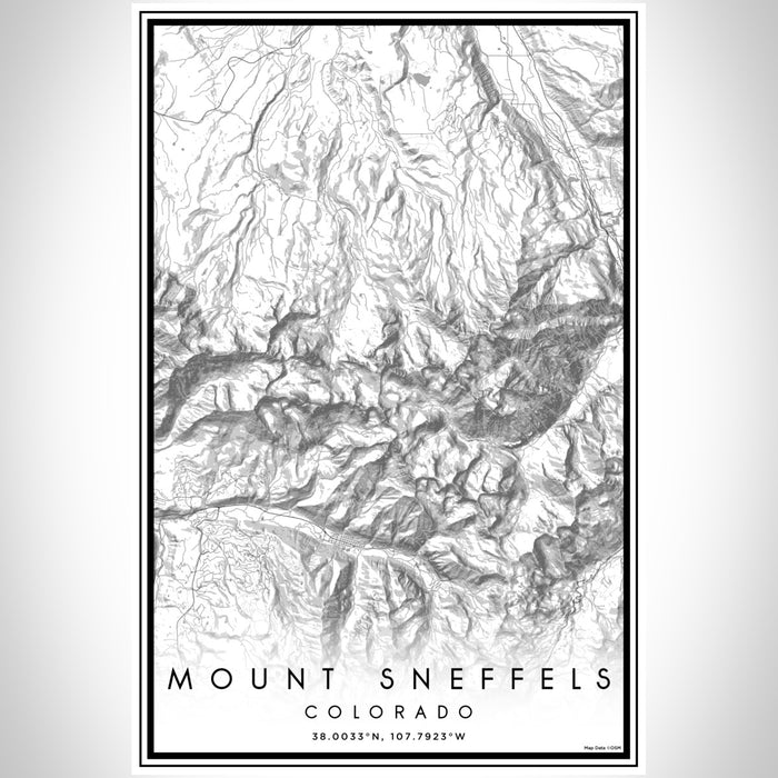 Mount Sneffels Colorado Map Print Portrait Orientation in Classic Style With Shaded Background