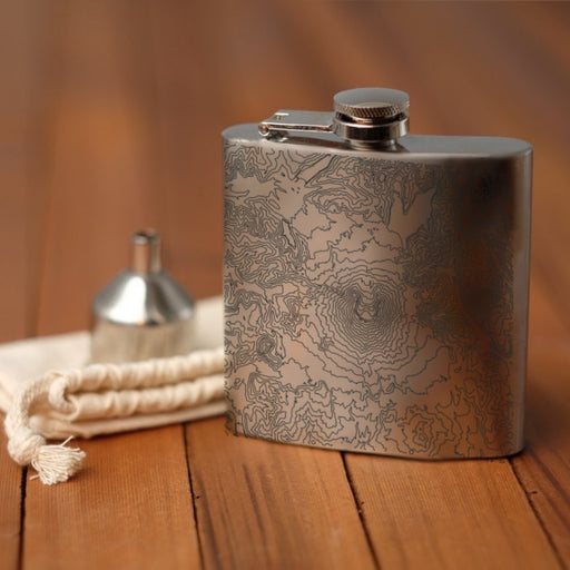 Mount St. Helens National Volcanic Monument Custom Engraved City Map Inscription Coordinates on 6oz Stainless Steel Flask